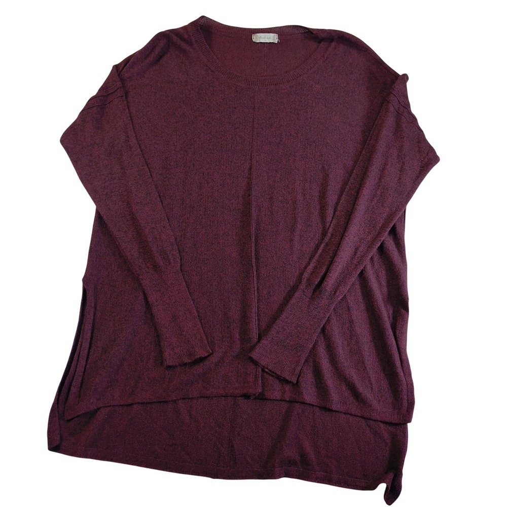Altar'd State Burgundy Tunic Top Long‎ Sleeve High Low Hem Soft Knit Sweater L